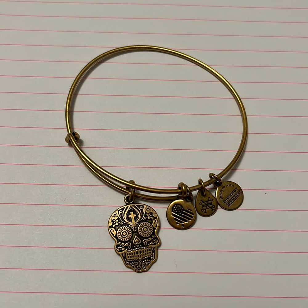Alex and Ani calavera skeleton gold bracelet